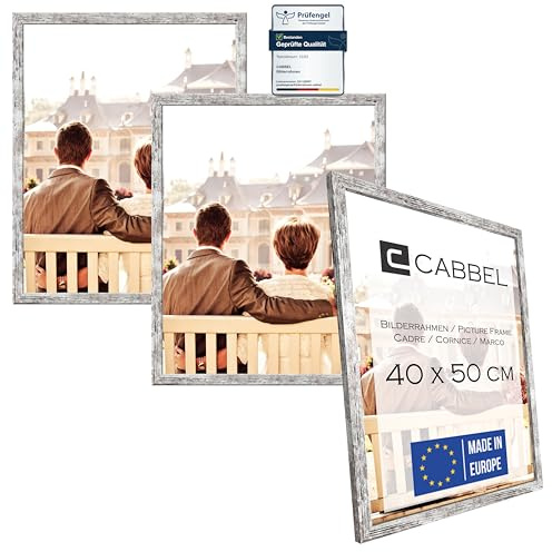 CABBEL Dreierpack (3 Stk.) Bilderrahmen 40x50 cm MDF Holz-Rahmen in Birke | mit bruchsicherem Plexi-Glas/Modern