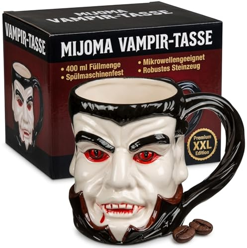 MIJOMA Fantasy Tazza con manico in gres porcellanato – Tazza da caffè e tazza da tè, capacità 400 ml, perfetta per regali, collezionisti e fan, 15 x 11 cm (vampiro)