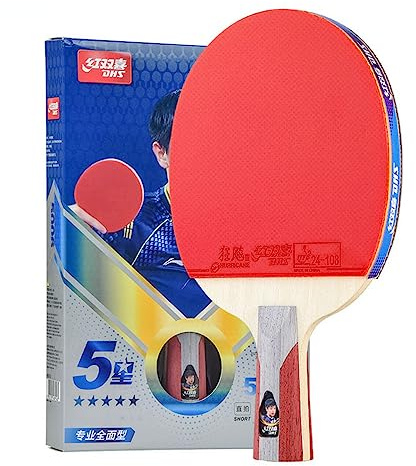 DHS New 5 Star Tischtennisschläger H5002/H5006, 5-Sterne-Serie Pingpong Paddel, fertiger Schläger Fabrikgefertigter beidseitiger Hurricane 3 Gummis für Allroundspieler (H5006-Short-CS)