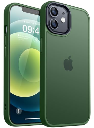 CANSHN Upgrade für iPhone 12/12 Pro Hülle [Militärschutz] Schutzhülle Samtige Touch Matt Anti-Kratzen Handyhülle iPhone 12/12 Pro Case, Dunkelgrün