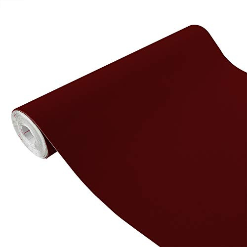DecoMeister Vinilo Adhesivo para Muebles Efecto Terciopelo 45x25 cm - Papel Decorativo para Renovación de Mesas Armarios y Forrar Interiores - Rollo Opaco Grueso - Rojo Borgoña