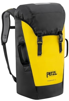 Petzl Transport Unisex Transportsack 45 Liter – Robuster Transportrucksack aus TPU-Plane, Gelb Schwarz, Materialtasche für Seile und Ausrüstung, 58x32,5x28 cm, S042BA00