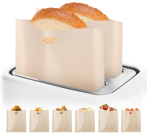 GWHOLE 12 pcs Toaster Bags for Toaster,Toastie Bags Non Stick Toaster Bags Reusable in 3 Different Sizes for Grilled Cheese Sandwiches, Gluten Free