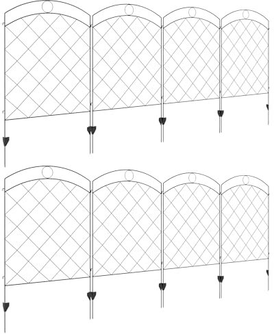 Outsunny Decorative Garden Fencing, 43in x 11.4ft Outdoor Picket Fence Panels, 8PCs Rustproof Steel Wire Landscape Flower Bed Border Edging Animal Barrier, Black