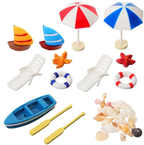 Toddmomy 1satz Miniatur Stranddeko Teiliges Zubehör Für Mini Häuser Sommerliche Deko Mit Muscheln Und Mini-liegestuhl Für Projekte Und Kreative Gestaltung