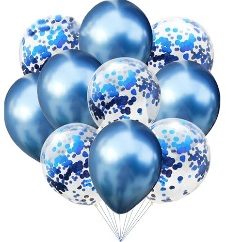 Koboko Luftballons Blau, 10 Stk Blau Luftballons Geburtstag, Konfetti Blaue Helium Ballons Geburtstag, Blaue Luftballon Taufe Deko Junge Mädchen, Ballon Blue für Kindergeburtstag, Babyshower, Hochzeit