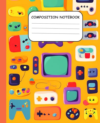 Video Game Composition Notebook : Colorful Cartoon Style Gaming Composition Notebook for kids, teens, adults: 110 Pages , 7.5 x 9.25