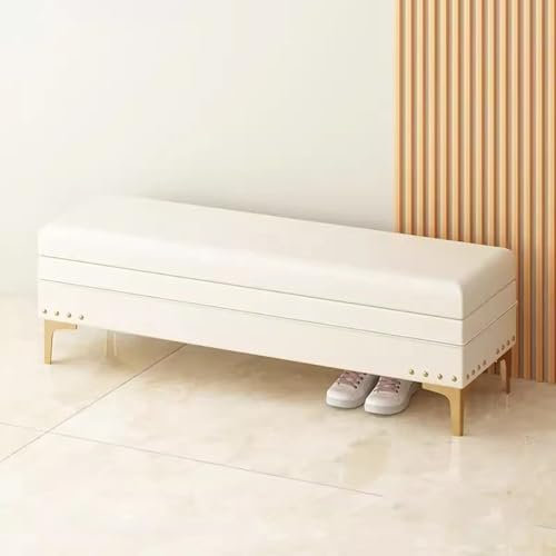 RTYHN Schlafzimmer Ablagebank Fusshocker Kunstleder Schuh Ablagebank mit Metallbeinen Polsterbank Umkleidebank für Eingangsbereich