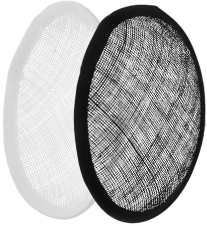 SHINEOFI 2St Mützenembryo Stroh Hut Basis Fascinator Basis Runde Hut Basis Hutfertigung Zubehör Hutzubehör Sinamay-Hutbasis Tea-Party-Hutbasis Sinamay-Hut-Basiskern Kopfschmuckbasis Flachs