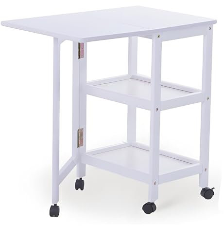Valdoza Klappbarer Esstisch Ausziehbar Mit Stauraum, Esstisch Klappbar Mit Schubladen, Küchentisch Ausziehbar, Tragbare Klapptisch Für Küche, Wohnzimmer, Holzdesign Mit Rollen(White,70cm/27.5in)