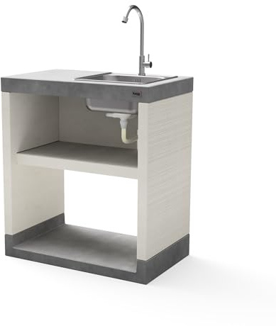 MAESTRO FERRETERO TUOZI - Standmodul Plan/VENIT 1 Spüle und Armatur für vorgefertigten Grill (weiß, grau - 78 x 47 x 47 cm) - Verwendung im Freien