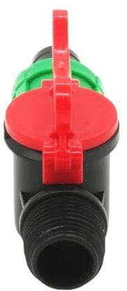 Conector de cinta de goteo Loc de 5/8 pulgadas, macho de 1/2 pulgadas con válvula de cierre de mango rojo, adaptador de accesorio de riego por goteo for jardín, 1 ud.