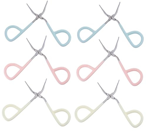 HONMEET 6pezzi Pinze Per Sopracciglia in Acciaio Resistente Forbici Pinzette Punta Piatta e Dritte Per Epilazione Sopracciglia