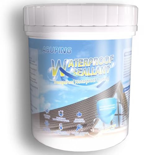 ABUPING Sigillante trasparente a base d'acqua, agente impermeabilizzante trasparente invisibile a base d'acqua, sigillante impermeabile bianco per bagno, cucina, giardino, tetti, pareti, 35 oz