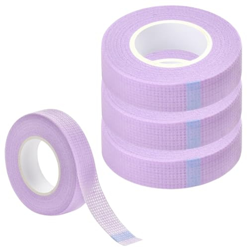 VEOIRXU 3 Piezas Cinta cosmética, Cinta de Tela Transpirable, Cinta Cosmética de Sombras Precisa, Accesorio de Maquillaje para Maquillaje de Ojos, Cejas y Extensiones de Pestañas 1,25cm x 9m(Morado)