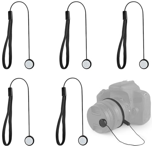 ZNBSIXP 5 Pack Lens Cap Leash,Lens Cap Tether,Lenses Caps Keeper with Elastic String,Camera Caps Holder for Canon Nikon Sony Sigma and Others SLR DSRL Mirrorless Lenses