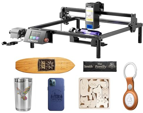 Longer 20W Laser Gravurmaschine Komplettset mit Air Assist Kit und Rotary Roller Gravurbereich 40x37 cm Farb Touchscreen