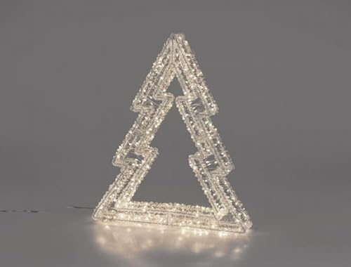 Formano Dekobaum 27x30cm mit 160 LED-Lichtern aus weissem Metall mit klarem Acryl-Rand veredelt IP 44 Adapter Weihnachten Deko für Indoor und Outdoor