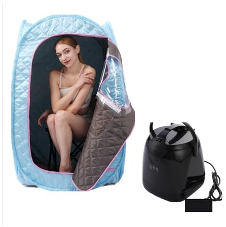 MEIVIYA Tenda Spa for Sauna a e Portatile a grandezza Naturale, Mini Bagno in Camera 1000W 2.0L Cabina for pentola a e Nera for facilitare la Perdita di Peso 'insonnia(Blauw)