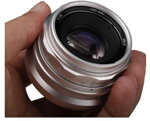 lens, 35mm F1.6 V APS-C Prime Lens,Compatible For Sony E A6600 6500 Fuji XF Canon EOS-M M50 Panasonic/Olympus Micro 4/3,for camera(Silver,E mount)