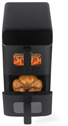 Salter VertiCook Ultra View 9L Dual Drawer Air Fryer - 2400W Vertical Space-Saving Design, Viewing Windows, Multi-Layer Cooking, Digital Touch Display, PFAS-Free Non-Stick Baskets, 9 Presets