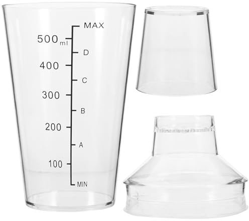 NIYANGLE Coctelera de Plástico Transparente 530ml Escala Visible, Vaso Mezclador de Cócteles Portátil Prueba de Fugas, Taza Agitadora para Bar y Hogar, Adecuado para Preparar Té Leche