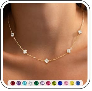 ZOERAY Geburtsstein Kette Gold Damen Halskette Wasserfest 18K Vergoldete