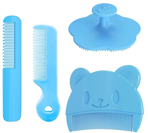 Yeenano Babybürste,4 Stück Milchschorf Kamm,Milchschorf Baby Entfernen,Baby Kamm,Schuppenkamm,Babies Haarbürste,Hilf Der Reinigen Massage Der Kopfhaut,für Kinder und Neugeborene,Milchschorfs Geschenk