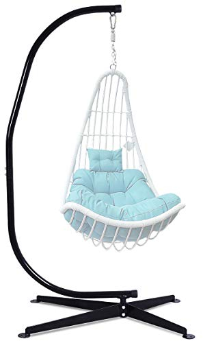 RELAX4LIFE Hängestuhlgestell 150 kg, Hängesessel Gestell Metall, Hängesitzständer in C-Form, Ständer für Hängesessel Hängesitz, 112 x 79 x 205 cm, für Indoor & Outdoor