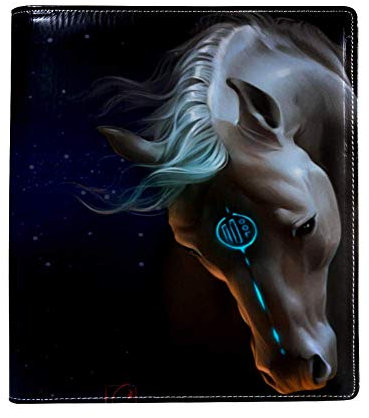 Weißes Pferd, dehnbarer Bucheinband, passend für die meisten Hardcover-Lehrbücher bis zu 22,1 x 16 cm, selbstklebender Stoff, Schulbuchschutz, waschbar und wiederverwendbar