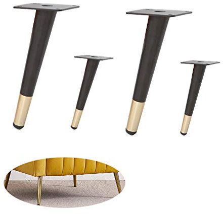 4 Pieces of Replacement Furniture Legs, Tapered Black Gold Furniture Legs, DIY Table Legs and Cabinet Legs, Used for Chairs, cabinets and Sofas, and Other Furniture feet (10cm,Inclined)