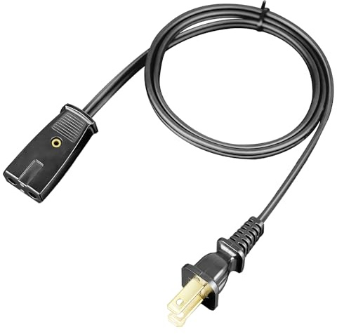 HASMX 2 Prong Percolator Power Cord 36 for Farberware 134, 138, 142 Coffee Pot Percolator Cord 1/2 Inch Wide, 2pin Cord Black 3ft Length (1-Pack)