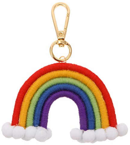 SOIMISS Schlüsselanhänger Regenbogen Stil Handgewebt Baumwolle Seil Kreativer Taschenanhänger Bunter Quaste Für Auto Schlüssel Geldbörse Zubehör