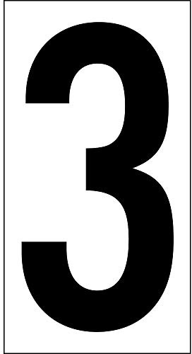 3.5 Vinyl Number Stickers of Number 3, 50-pk. - Permanent Self Adhesive White-Back Vinyl with Black Number Decals, DOT Regulations Compliant, J. J. Keller & Associates, Inc.