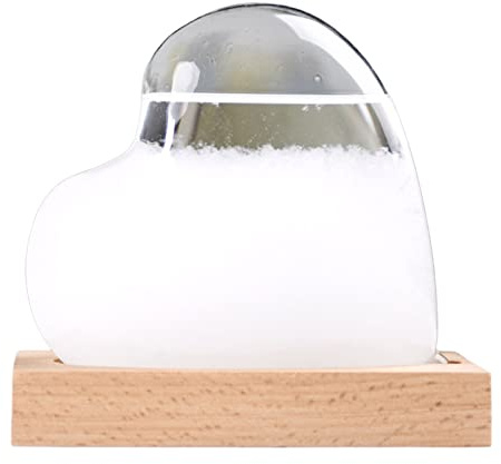 Storm Glass Barometer en Forme de Coeur, Prévisions Météo Créatives Style Nordique Décoration Bouteille en Verre Verre Tempête, Bouteille Décorative à la Maison, Cadeau de Saint Valentin (blanc)
