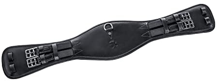 SUNRIDE Cincha Corta Monaco para Caballos de Cuero auténtico Suave con Anilla en D para riendas auxiliares (50 cm, Negro)