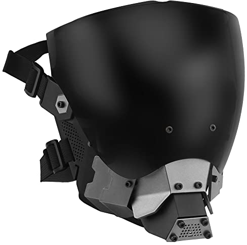 JOYASUS Maschera tattica da gioco paintball maschera protettiva integrale CS per Halloween BB Gun Cosplay Costume Party, Standard, Nero