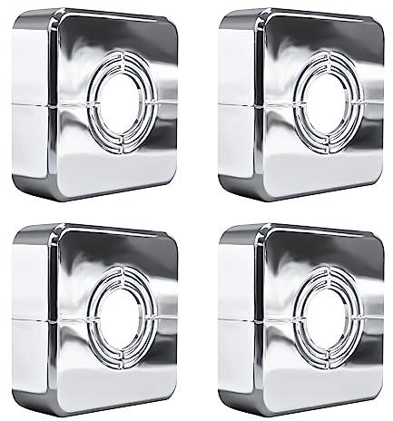UFURMATE Wall Pipe Cover, 4Pcs Plastic Wall Hole Decoration Split Flange Cover Easy Installation Square Escutcheon Plates Adjustable Wall-Mounted Water Pipe Cover Accessories (Silver)