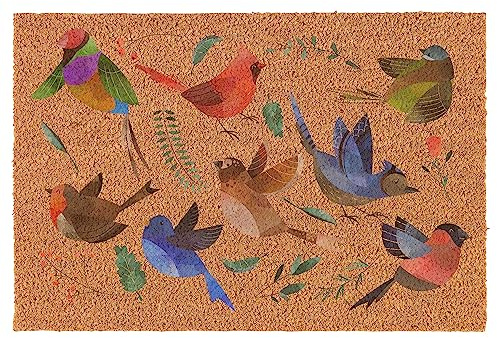 Welcome Doormat Coco Coir Door Mat Gift Watercolor Birds (30 x 18)