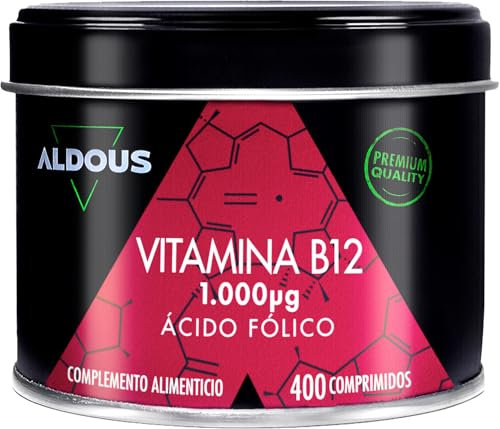 Vitamina B12 e Acido Folico - 400 Compresse (Scorta per +1 Anno) - B12 Vitamina 1000 mcg + Acido Folico 400 mcg - Integratori Stanchezza e Fatica - Integratori Difese Immunitarie - Vegan - ALDOUS