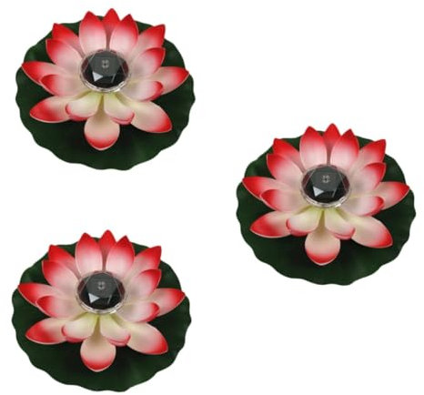 Amosfun 3 Stücke Solar-powered Lotus Teich Lichter Dekorative Outdoor Schwimmende Lilien Für Pool Garten Landschaft Beleuchtung