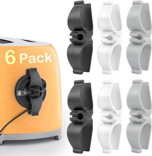 Lot de 6 organiseurs de cordons pour appareils de cuisine, organiseur de cordon à coller, petits appareils de cuisine, support de cordon adhésif, enrouleur de cordon pour autocuiseur, mixeur sur