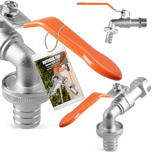 Robinet de Jardin Extérieur d'Eau 3/4 x 3/4 Adaptateur Raccord de Tuyaux 3/4 x 1/2 | Valve de Sortie de Balle Vanne Résistant Antirouille