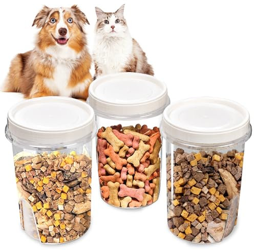 WBKTOOL 3 Pack Hundeleckerli-Behälter – Luftdichter Leckerli-Halter mit Deckel – Wiederverwendbarer Leckerli-Behälter für Katzen – Süßes Katzen-Leckerli-Behälter-Set – Kunststoff Pet Dog Cat Food
