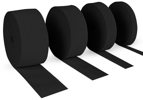 Agoer 20 meter elastiskt band sömnad bredd 10 mm 20 mm 30 mm 40 mm svart, 4 stycken gummiband breda gummiband för sömnad, byxgummi för gör-det-själv-hantverk – 5 meter/styck
