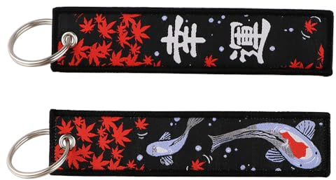 Mamarmot 2Pack Japanese Key Tag Good Luck Fish Keychains for Car Motorcycles Keys Holder Keyring Women Jet Tag Fashion Jewelry Accessories Gifts(Black)