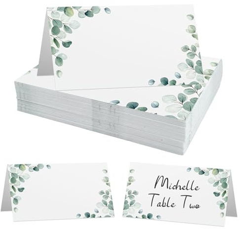 HANIUTTY 40 Stück Tischkarten Hochzeit, Elegantes Design Sitzplatzkarten Tischdekoration Namenskarten Tischkarten Eukalyptus Hochzeitseinladungskarten Platzkarten, Namensschilder zum Beschriften