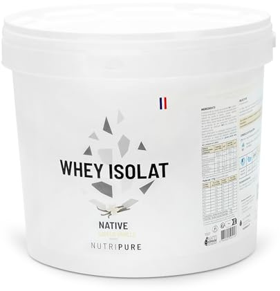 Nutripure - Whey Isolate Native - 26g de Protéines - Goût Vanille - 2 kg | Développement Musculaire, Prise de Masse & Sèche - 21% BCAA, 44% EAA - Filtration à Froid - 66 Portions - Made in France