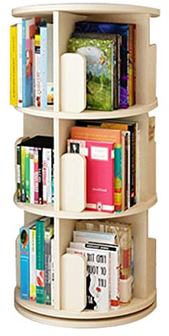 Drehbares Bücherregal aus massivem Holz, 360° Kinder-Bücherregal, einfache Aufbewahrung, Bücherregal, Boden, kleiner Bilderbuchständer, großes Fassungsvermögen, Bücherregal (Holzfarbe 46 x 99,5 cm)