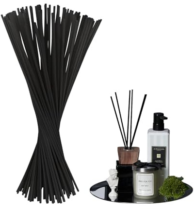 100 Stück Schwarz Duftstäbchen, 30cm x 3mm Raumduft Stäbchen, Nachfüller, Geruchlos, Diffuser Stöcke, Aroma Diffuser Stäbchen für Raumduft, Badezimmer, Wohnzimmer, Büro